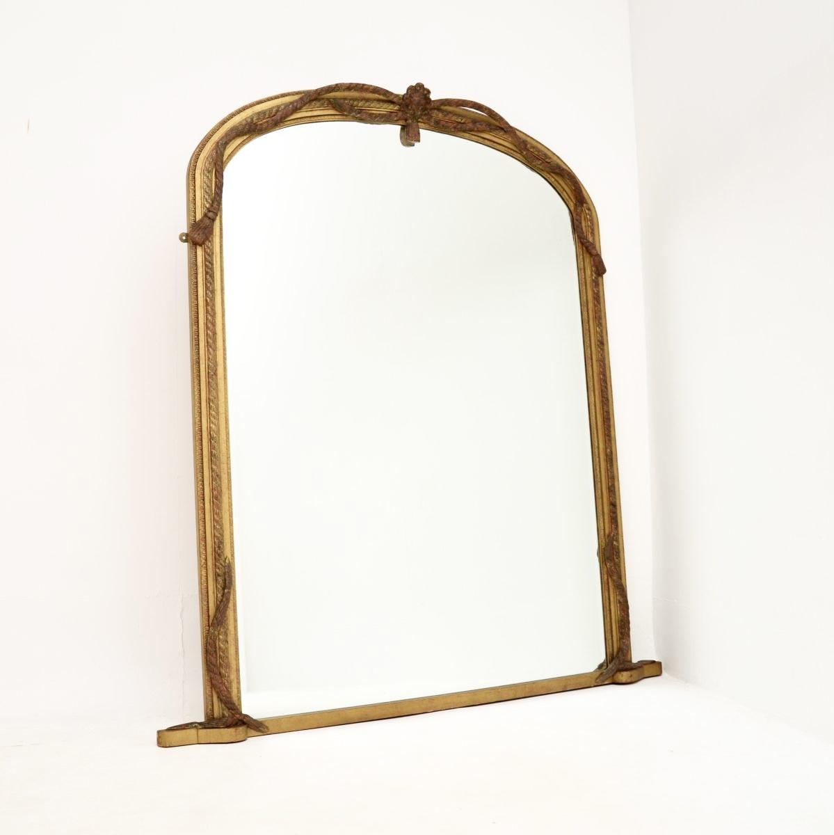 Large Antique Giltwood Overmantle Mirror (1 of 10) Large Antique Giltwood Overmantle Mirror (1 of 10)