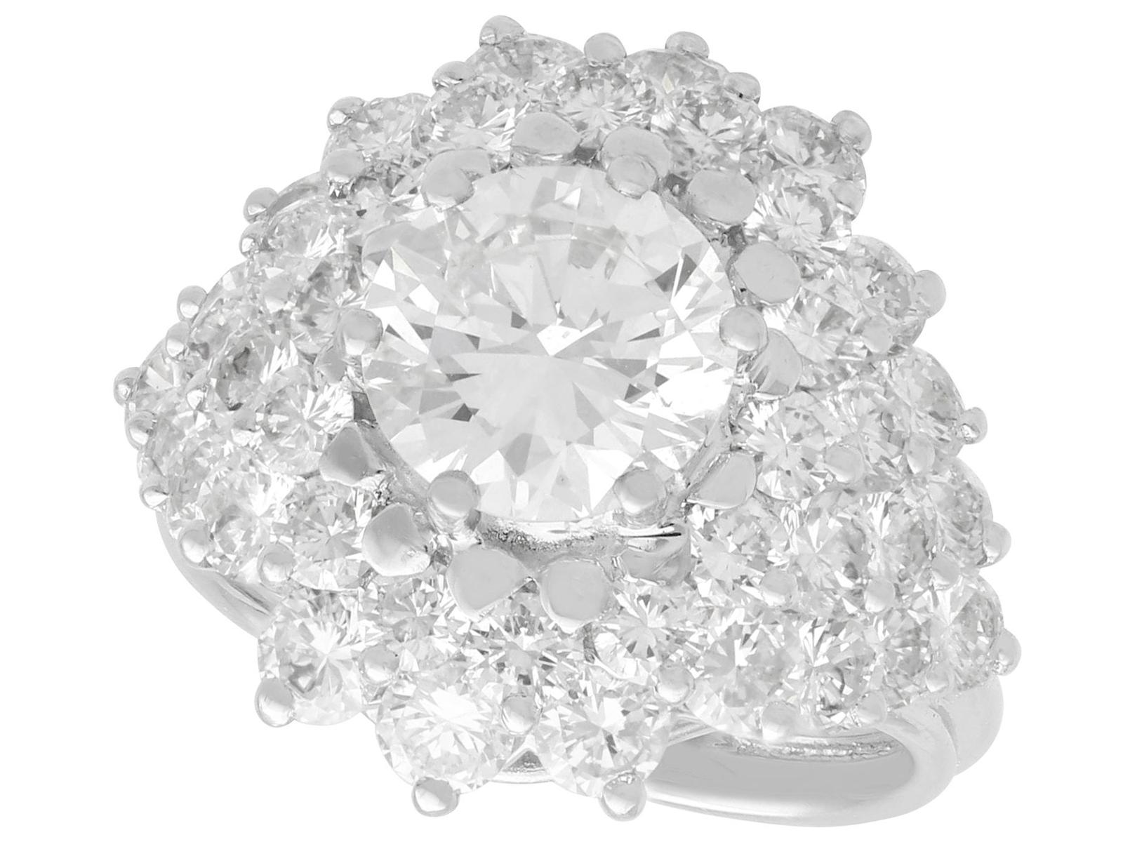 Vintage French 5.19ct Diamond & 18ct White Gold Cluster Ring c.1950 (1 of 15)
