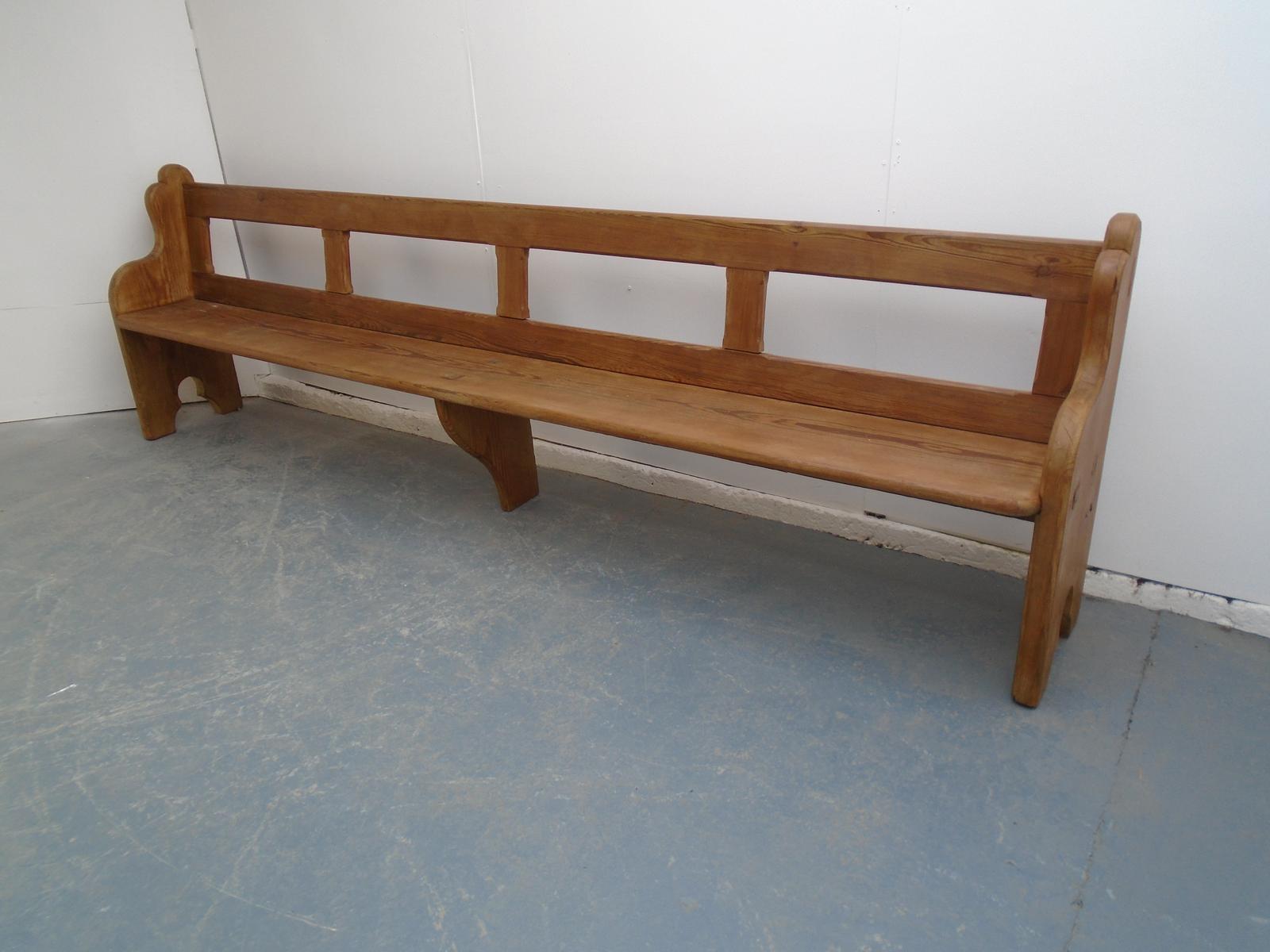 A Lovely Railway Station Antique / Old Pine Waxed 6 Seater Hall / Table Bench (1 of 8)