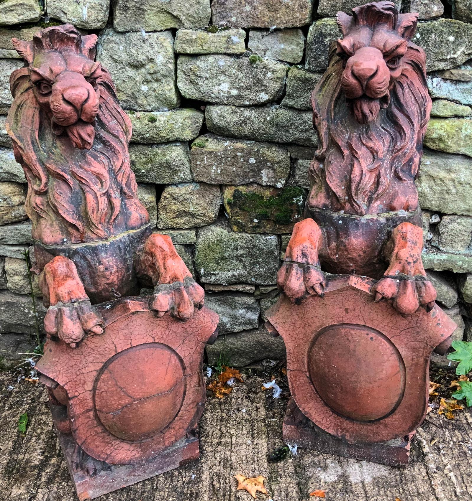 Very Large Pair of Terracotta Lions Victorian (1 of 14) Very Large Pair of Terracotta Lions Victorian (1 of 14)