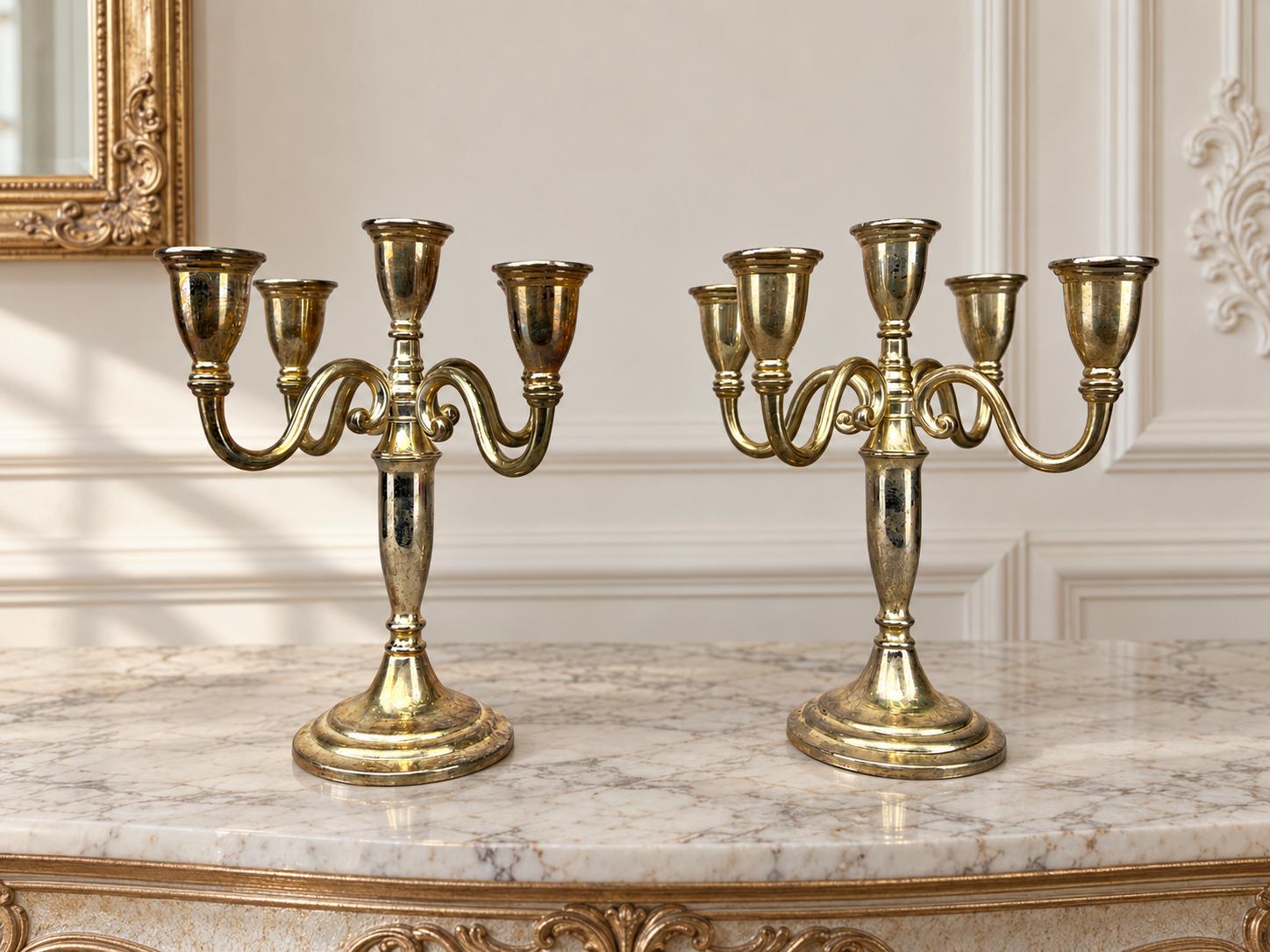Pair of Candelabras Vintage Metal Five Arm Candle Holders (1 of 15) Pair of Candelabras Vintage Metal Five Arm Candle Holders (1 of 15)