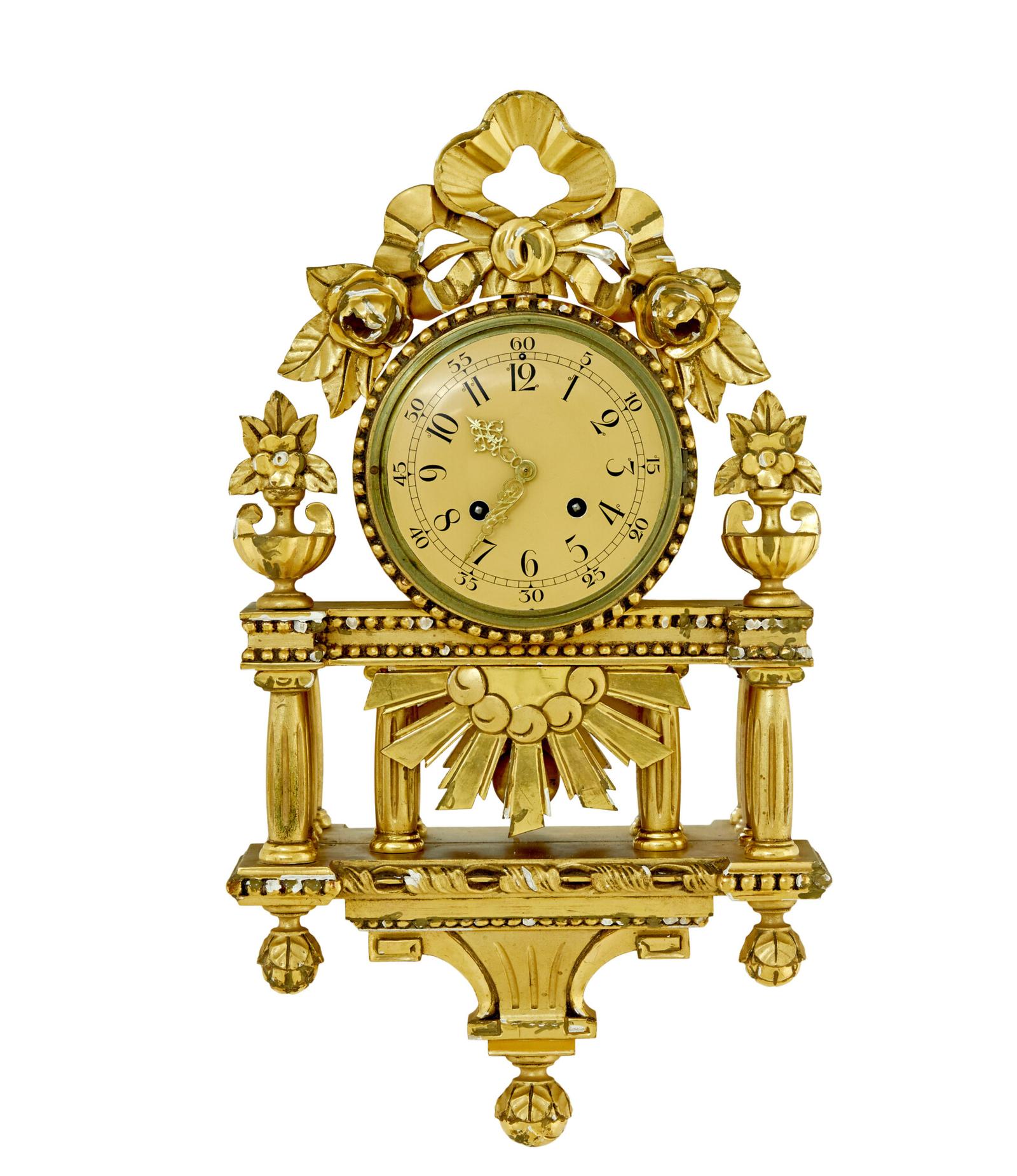 Swedish Rococo Revival Gilt Wall Clock by Westerstrand (1 of 5)