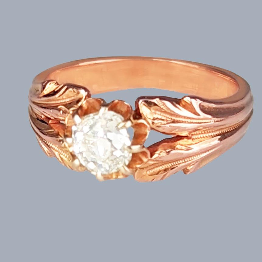 Vintage 18ct Rose Gold Diamond Engagement Ring – 0.65ct Solitaire – 1950s Ring (1 of 8)