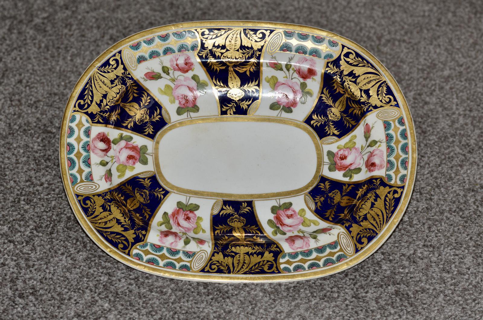 19th Century Stevenson & Hancock Derby Rounded Rectangular Dish (1 of 7)