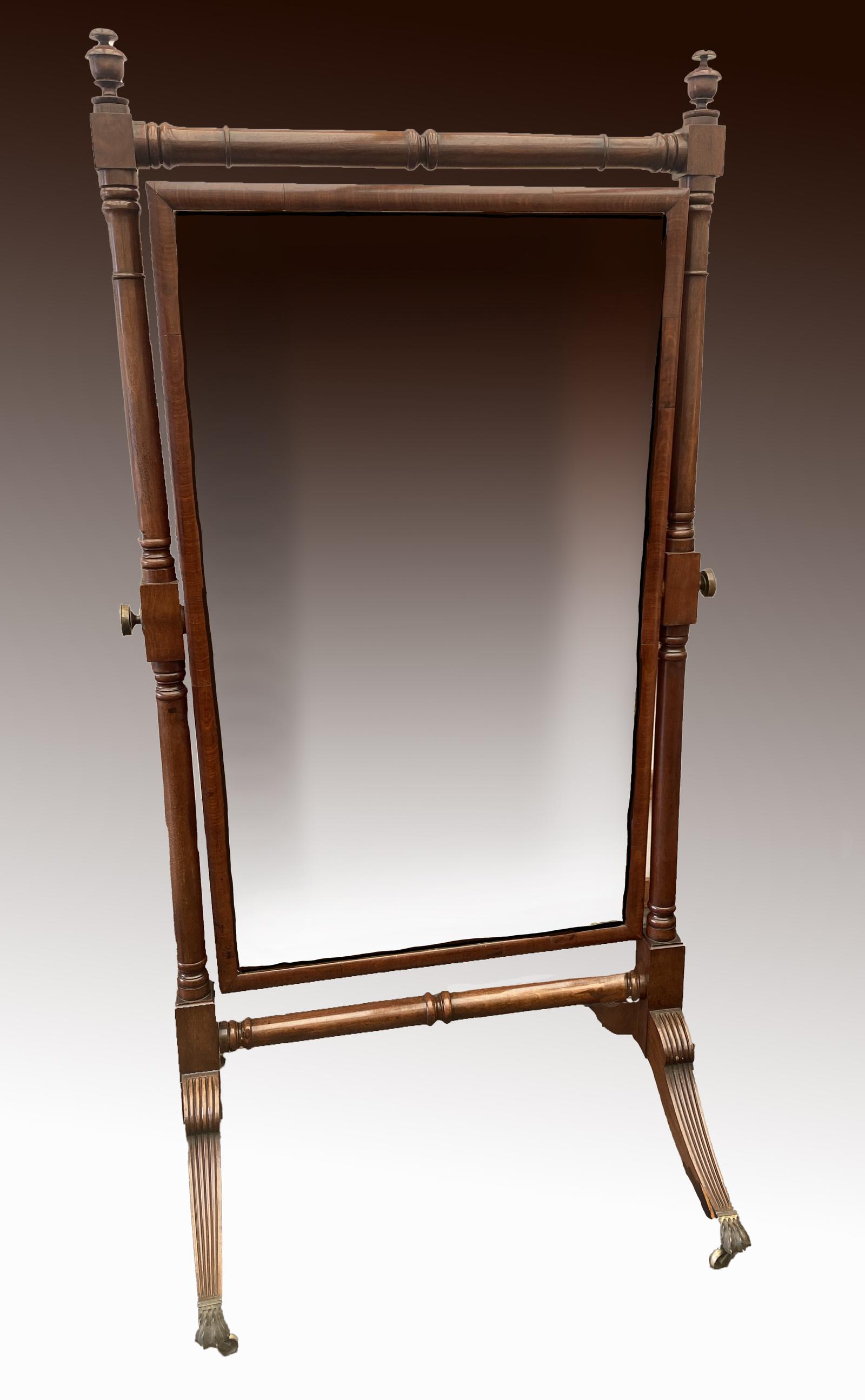 Large Regency Mahogany Cheval Mirror (1 of 4)