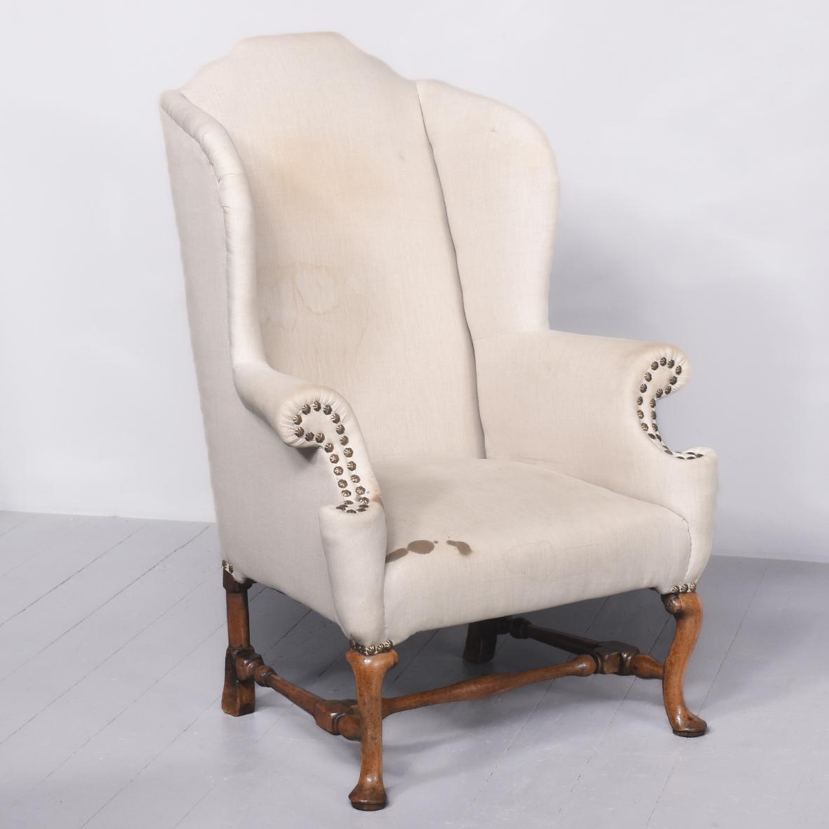 Queen Anne Walnut Wing Chair (1 of 8)
