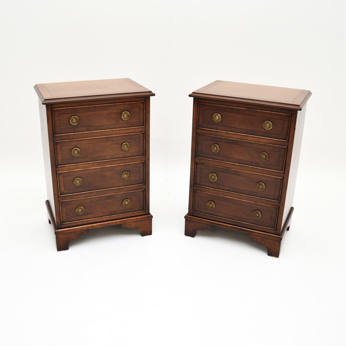 Pair of Georgian Style Yew Wood Bedside Chests (1 of 11) Pair of Georgian Style Yew Wood Bedside Chests (1 of 11)