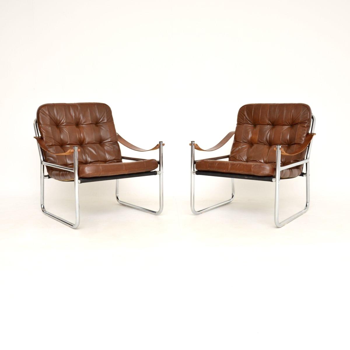 Pair of Danish Vintage Leather and Chrome Armchairs by Karin Mobring (1 of 10) Pair of Danish Vintage Leather and Chrome Armchairs by Karin Mobring (1 of 10)