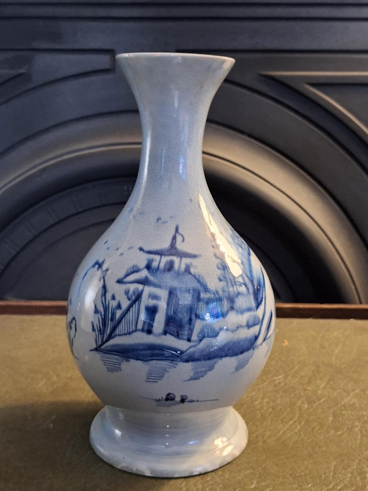 Rare Shaped 18th Century Pearlware Baluster Vase (1 of 9) Rare Shaped 18th Century Pearlware Baluster Vase (1 of 9)