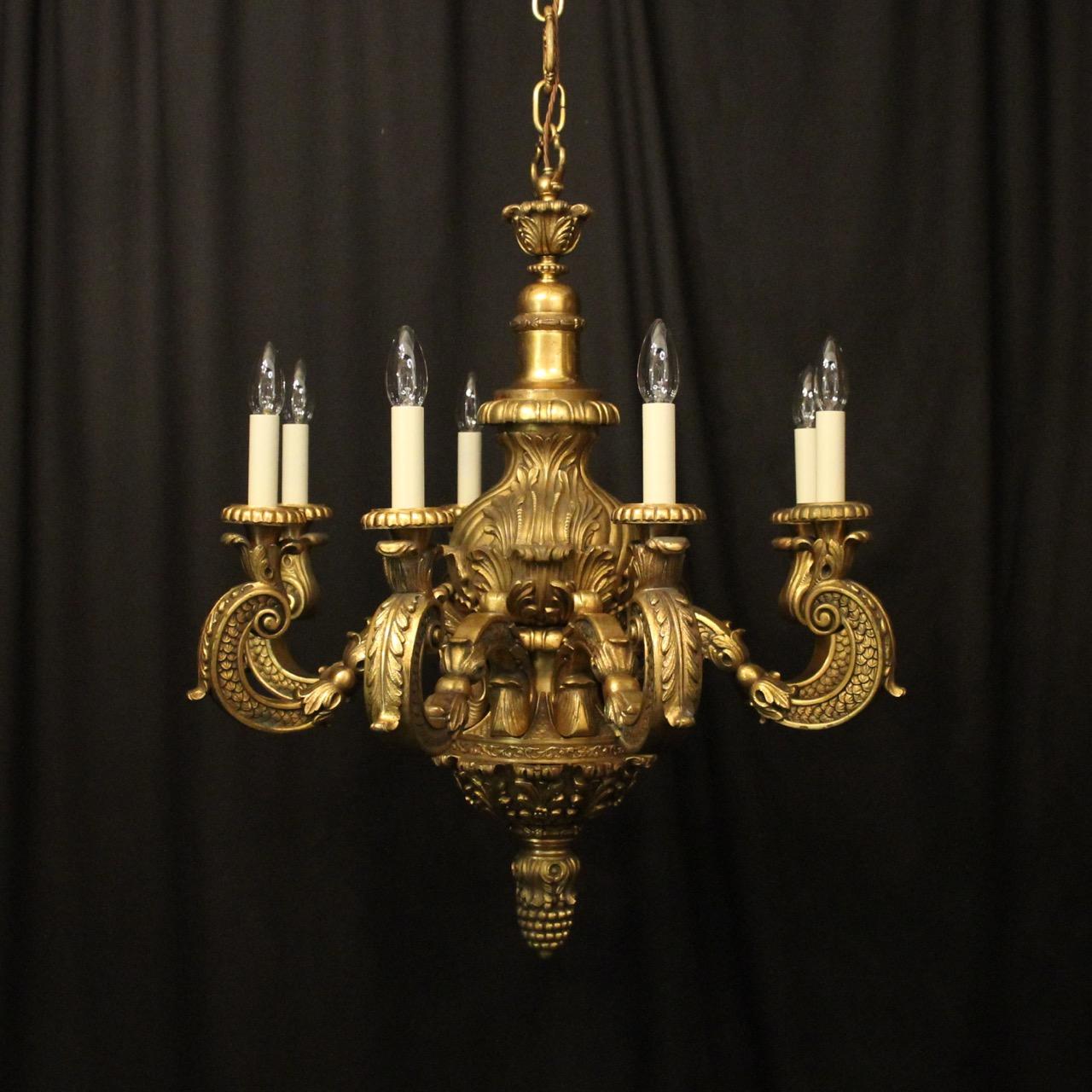 French Gilded Bronze 8 Light Antique Chandelier (1 of 10)