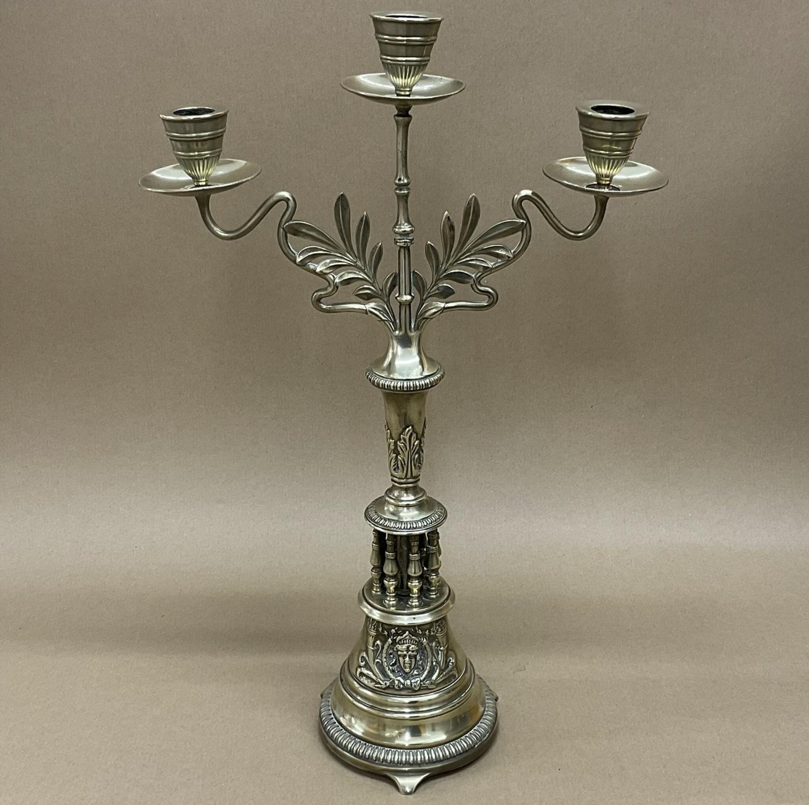 Arts and Crafts Large 3 Branch Candelabra Ecclesiastical 49cm by William Tonks & Sons (3.15kg) c.1885 (1 of 8) Arts and Crafts Large 3 Branch Candelabra Ecclesiastical 49cm by William Tonks & Sons (3.15kg) c.1885 (1 of 8)