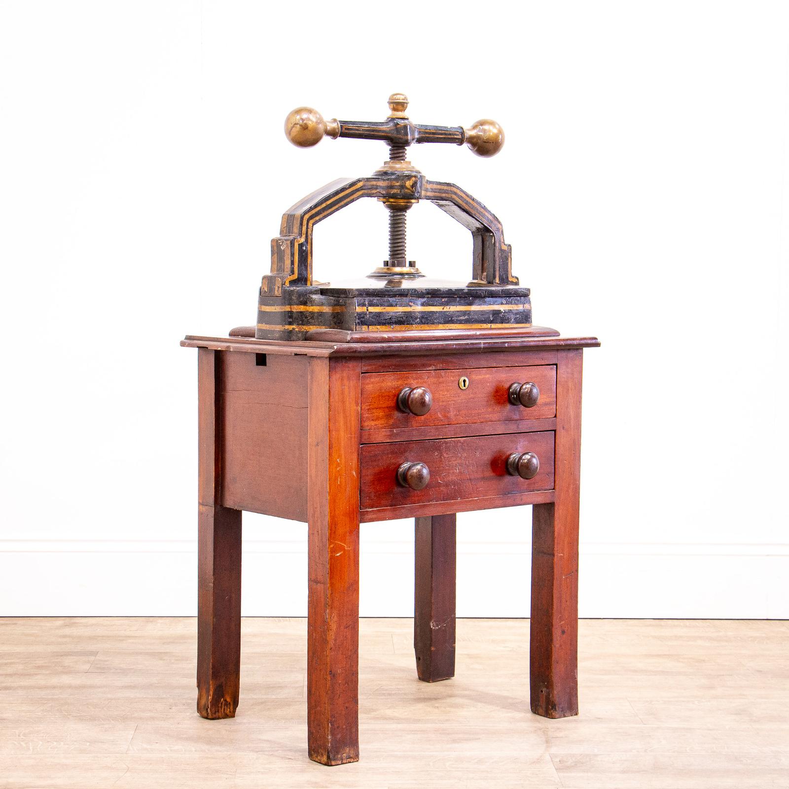 Victorian Brass & Iron Book Press on Stand with Drawers (1 of 11) Victorian Brass & Iron Book Press on Stand with Drawers (1 of 11)