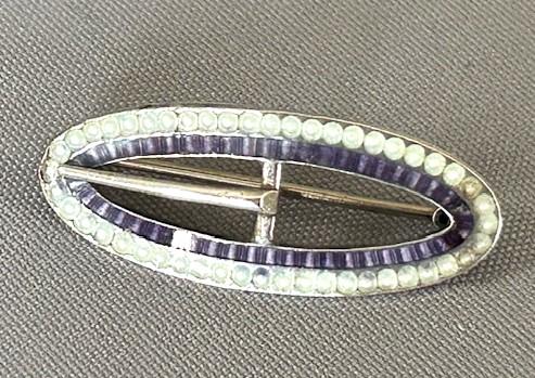 Charming Silver & Enamel Buckle Brooch (1 of 5)