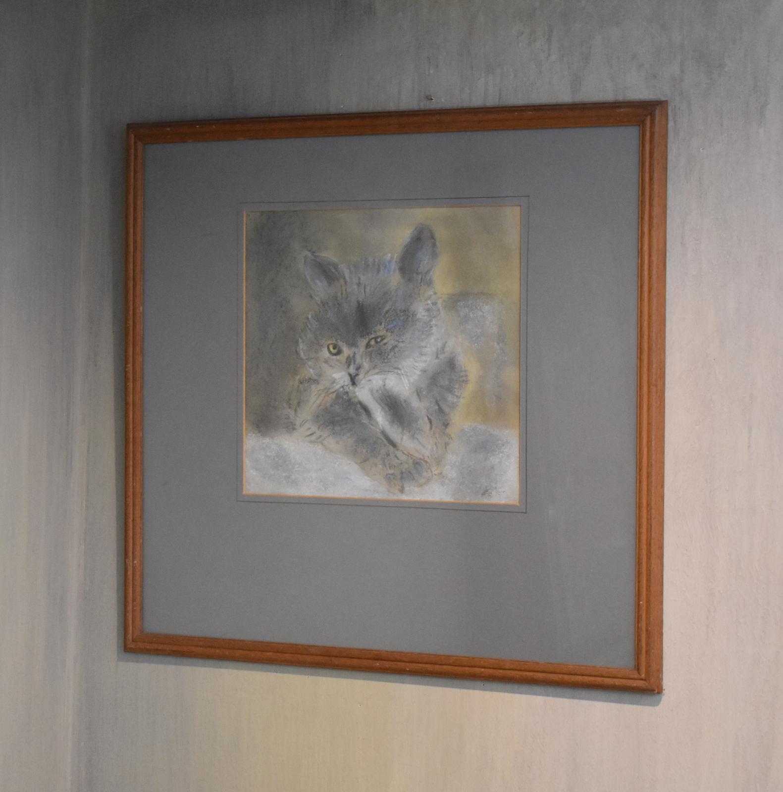 Charming Pastel Drawing of a Cat (1 of 5)