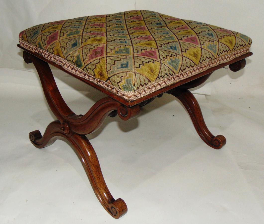 Regency Rosewood 'x' Framed Stool (1 of 5) Regency Rosewood 'x' Framed Stool (1 of 5)