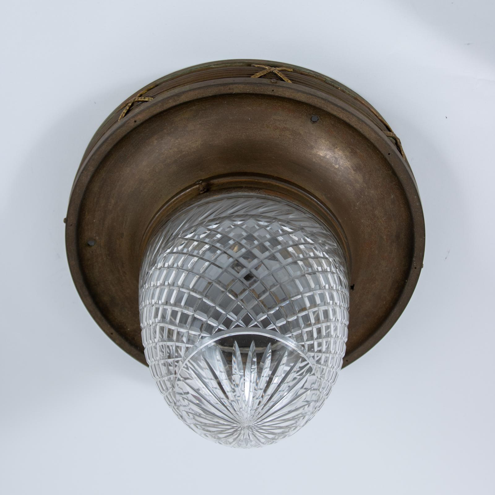1910s Brass & Cut Crystal Ceiling Light (1 of 4)