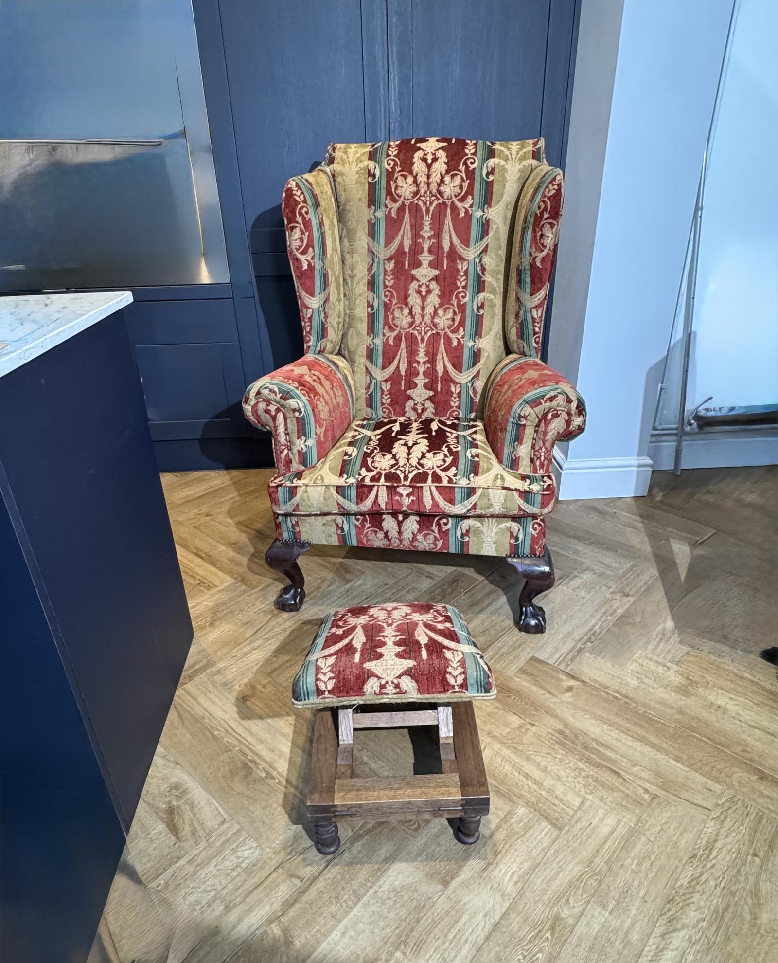 Large Antique Armchair & Gout Stool (1 of 10) Large Antique Armchair & Gout Stool (1 of 10)