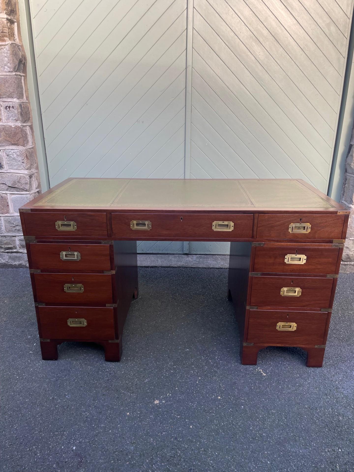 Brass Bound Mahogany Military Campaign Desk (1 of 16)