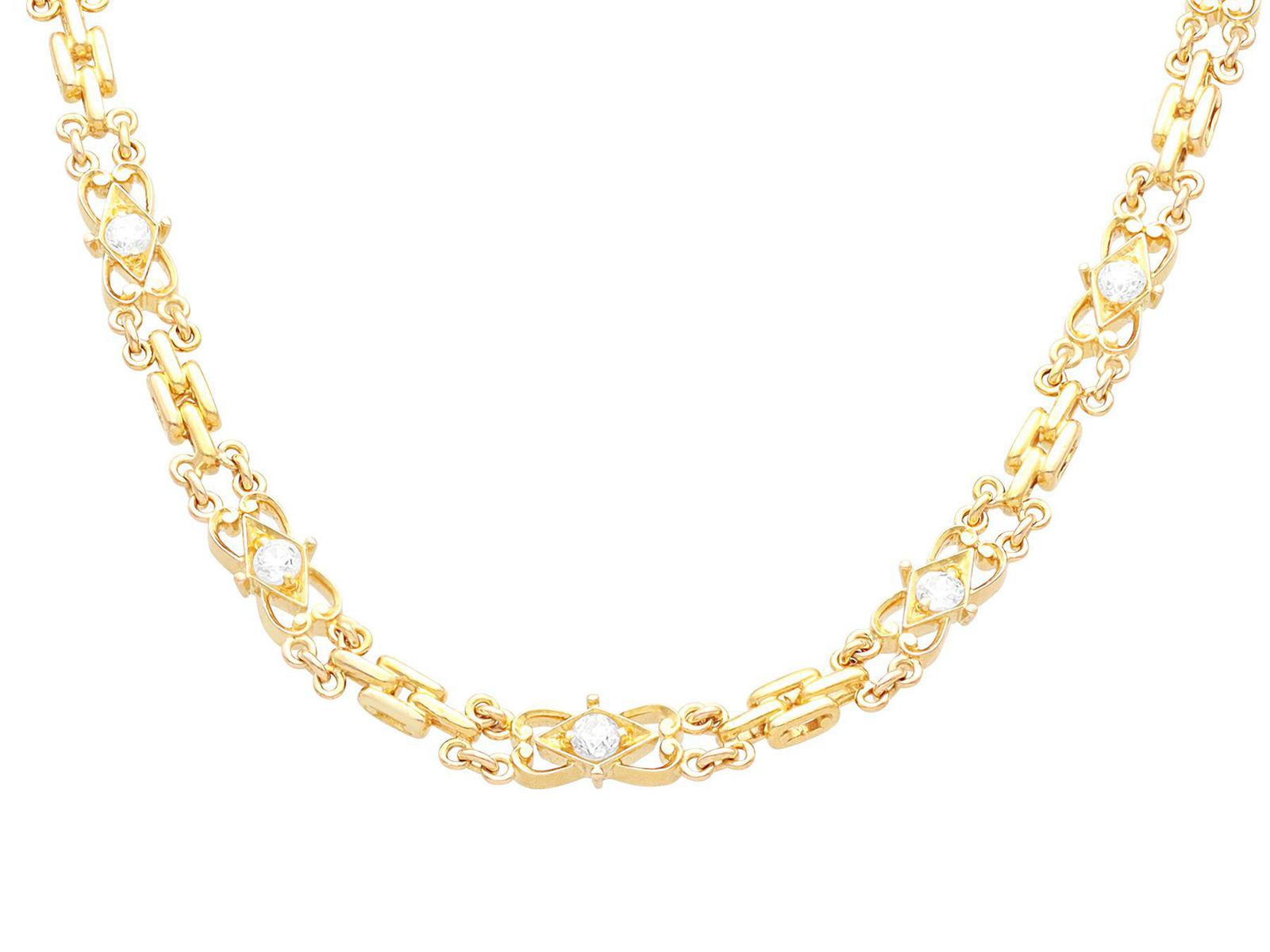 3.43ct Diamond and 21ct Yellow Gold Necklace - Antique Circa 1900 (1 of 12) 3.43ct Diamond and 21ct Yellow Gold Necklace - Antique Circa 1900 (1 of 12)