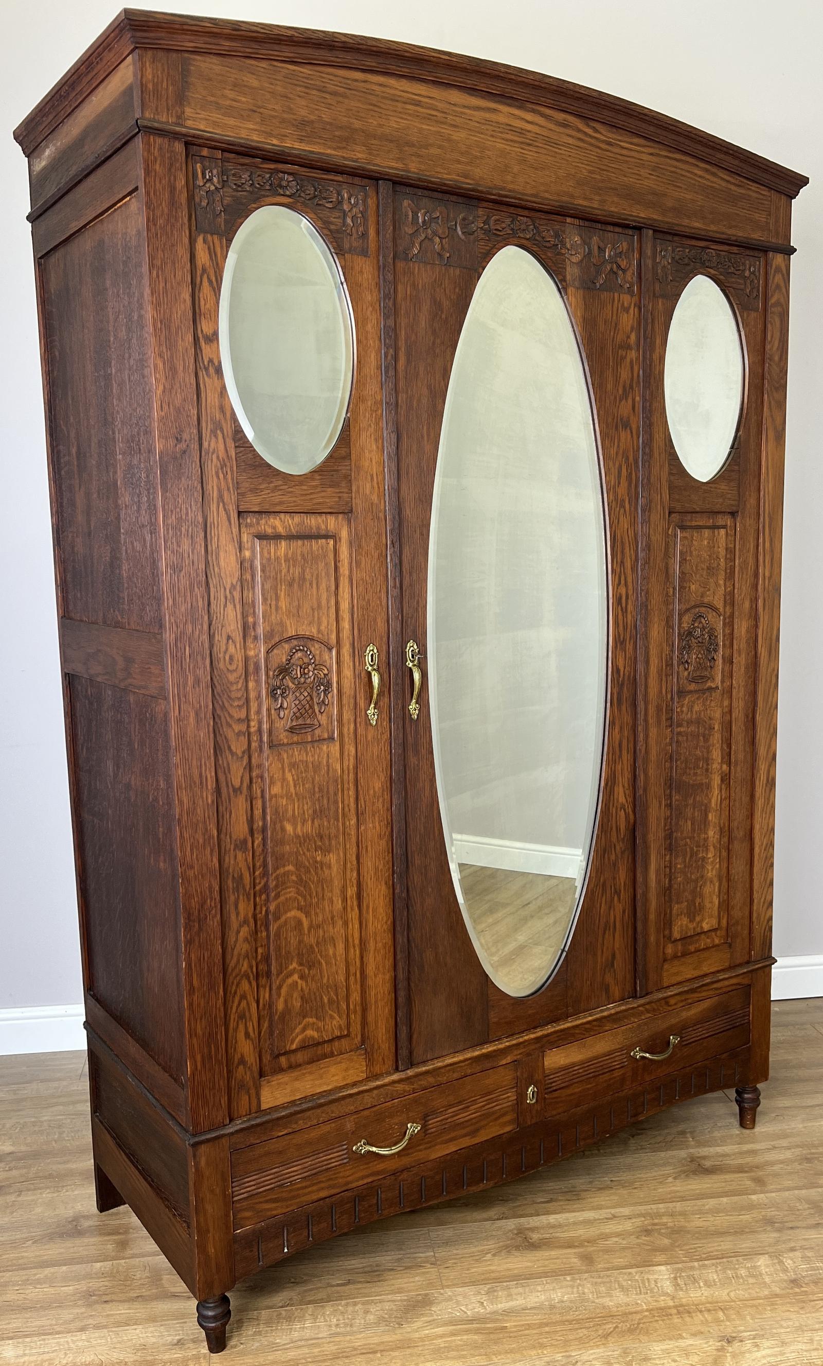 Wardrobe Antique French Oak Two Door Mirrored Carved Armoire Cabinet (1 of 11) Wardrobe Antique French Oak Two Door Mirrored Carved Armoire Cabinet (1 of 11)