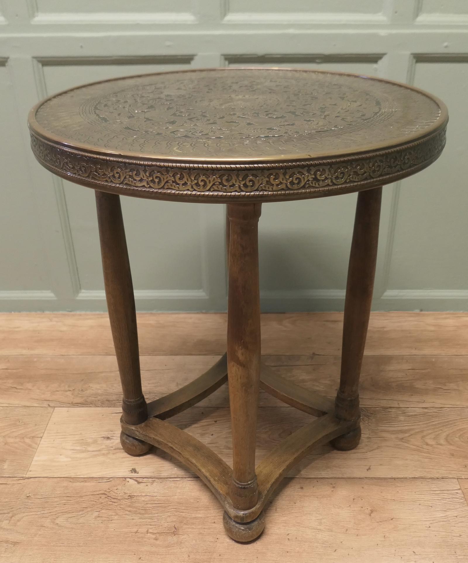 Arts and Crafts Brass Top Table, Peacock (1 of 6) Arts and Crafts Brass Top Table, Peacock (1 of 6)