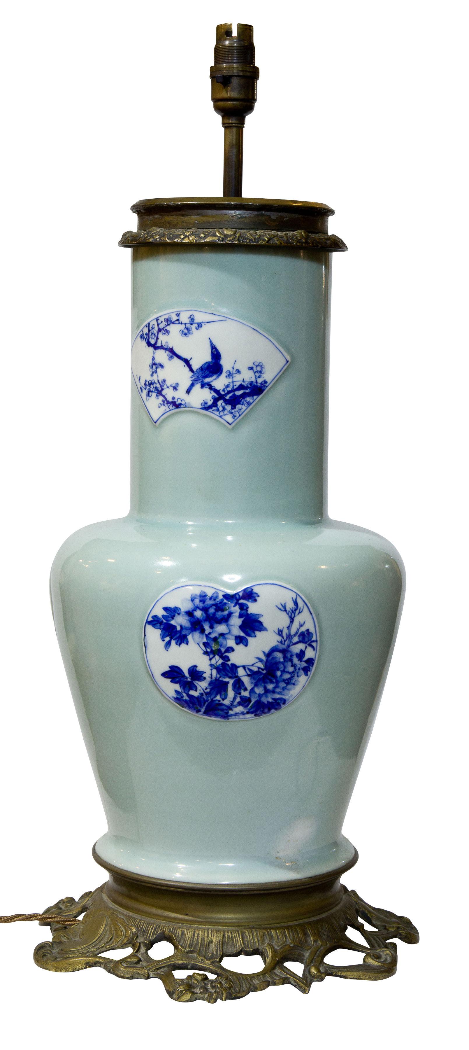 Large Oriental Celedon Lamp c1890 (1 of 1)