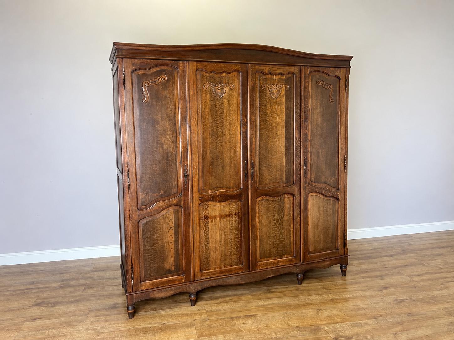 Wardrobe Vintage French Style Oak Four Door Carved Armoire (1 of 19) Wardrobe Vintage French Style Oak Four Door Carved Armoire (1 of 19)