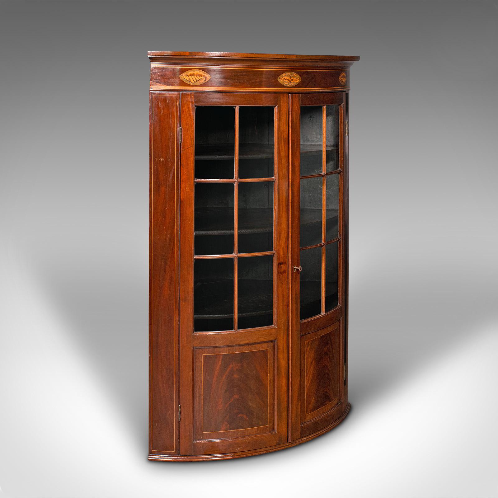 Antique Glazed Corner Bow Front Display Cabinet - English Georgian c.1800 (1 of 12)