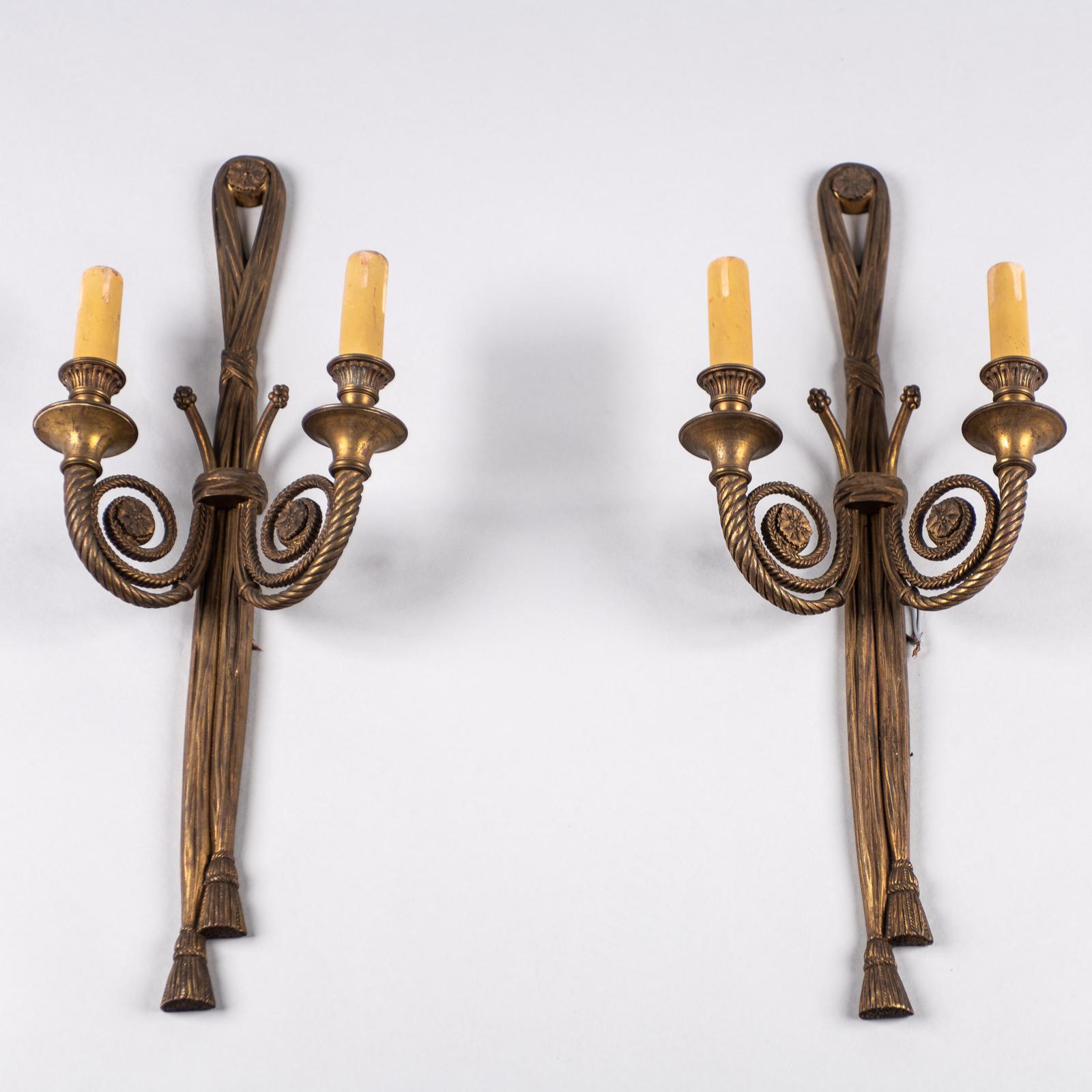 Pair of Large French Bronze Twin Arm Wall Sconces (1 of 5) Pair of Large French Bronze Twin Arm Wall Sconces (1 of 5)