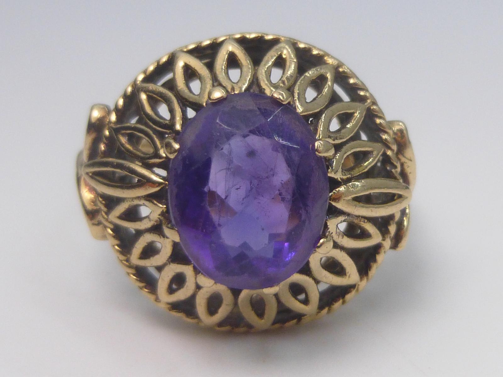 Gold & Amethyst Dress Ring (1 of 6)