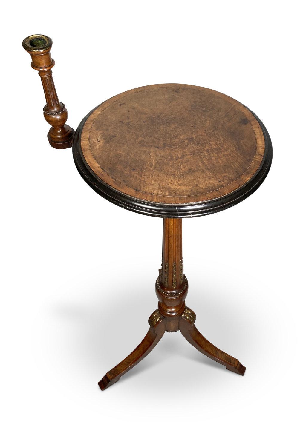 Burr Walnut Inlaid Wine Table with Candle Holder (1 of 5) Burr Walnut Inlaid Wine Table with Candle Holder (1 of 5)