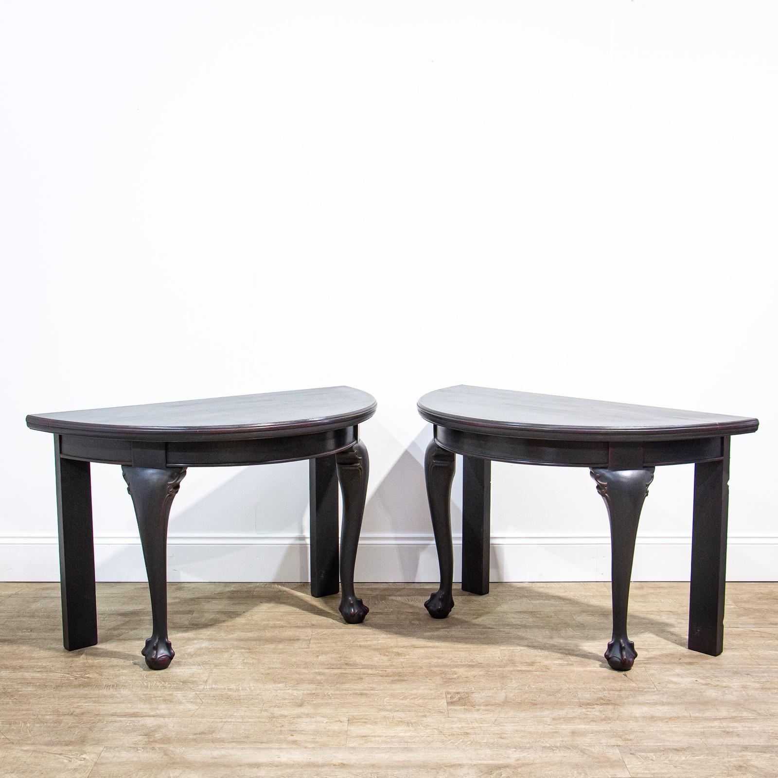 Pair of Ball & Claw Foot Ebonised Demi Lune Tables (1 of 11) Pair of Ball & Claw Foot Ebonised Demi Lune Tables (1 of 11)