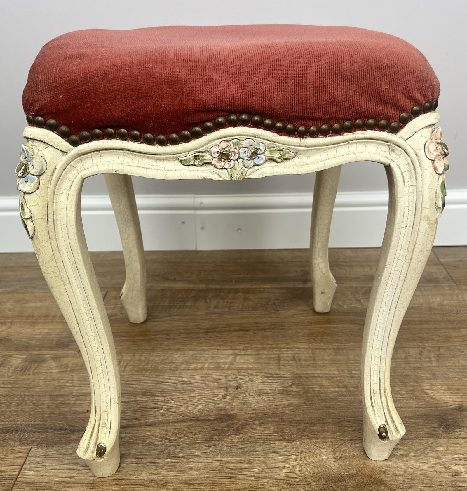 Footstool Vintage French Shabby Chic Upholstered Stool Decorative Seat (1 of 12) Footstool Vintage French Shabby Chic Upholstered Stool Decorative Seat (1 of 12)