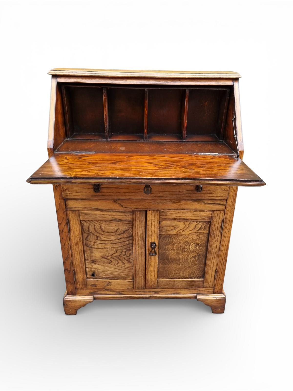 Vintage Oak Bureau Desk / Compact Writing Cabinet / c.1930 (1 of 8) Vintage Oak Bureau Desk / Compact Writing Cabinet / c.1930 (1 of 8)