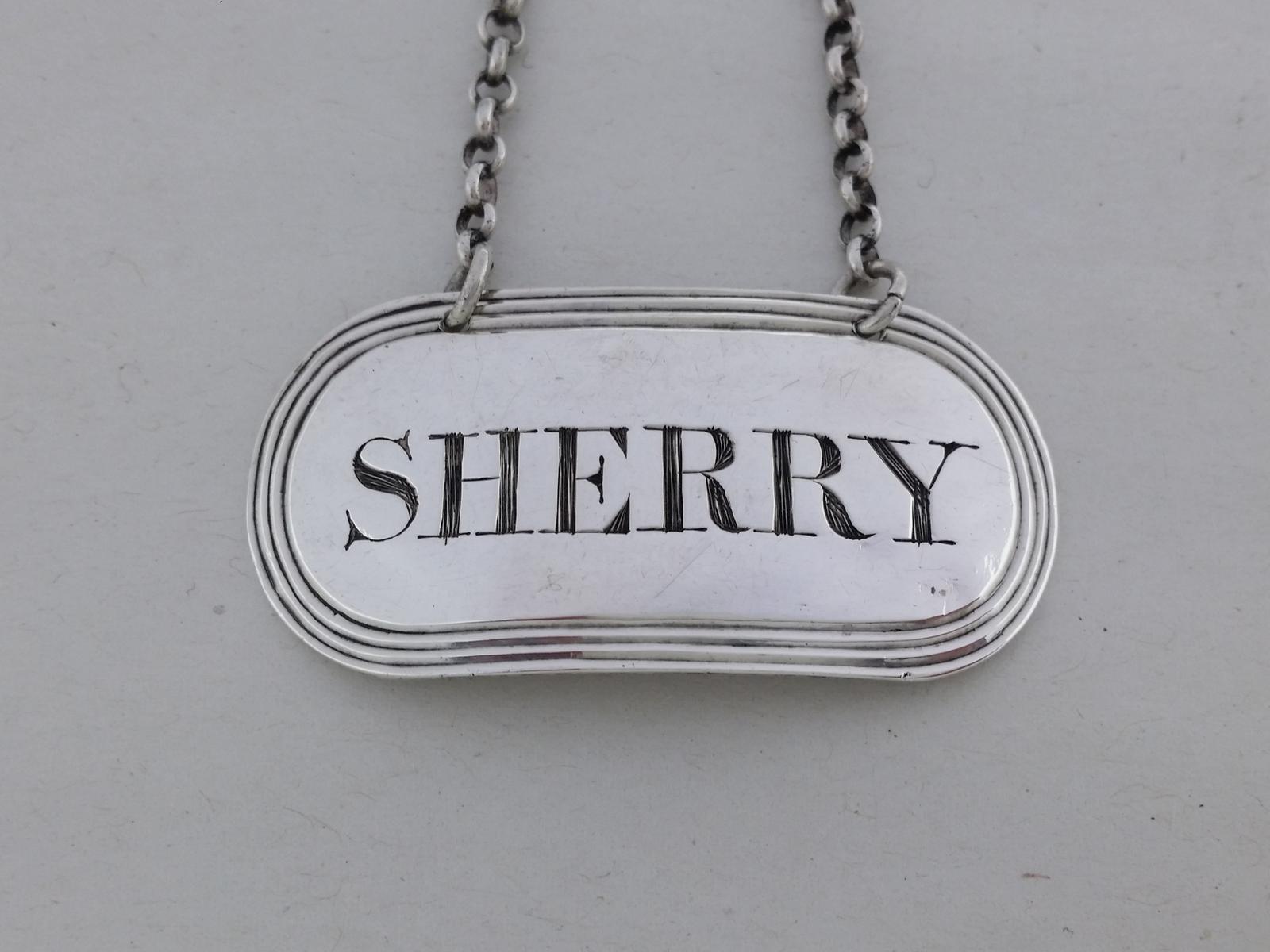 George III 1791 Sterling Silver Sherry Decanter Wine Label Hallmarked London (1 of 10)