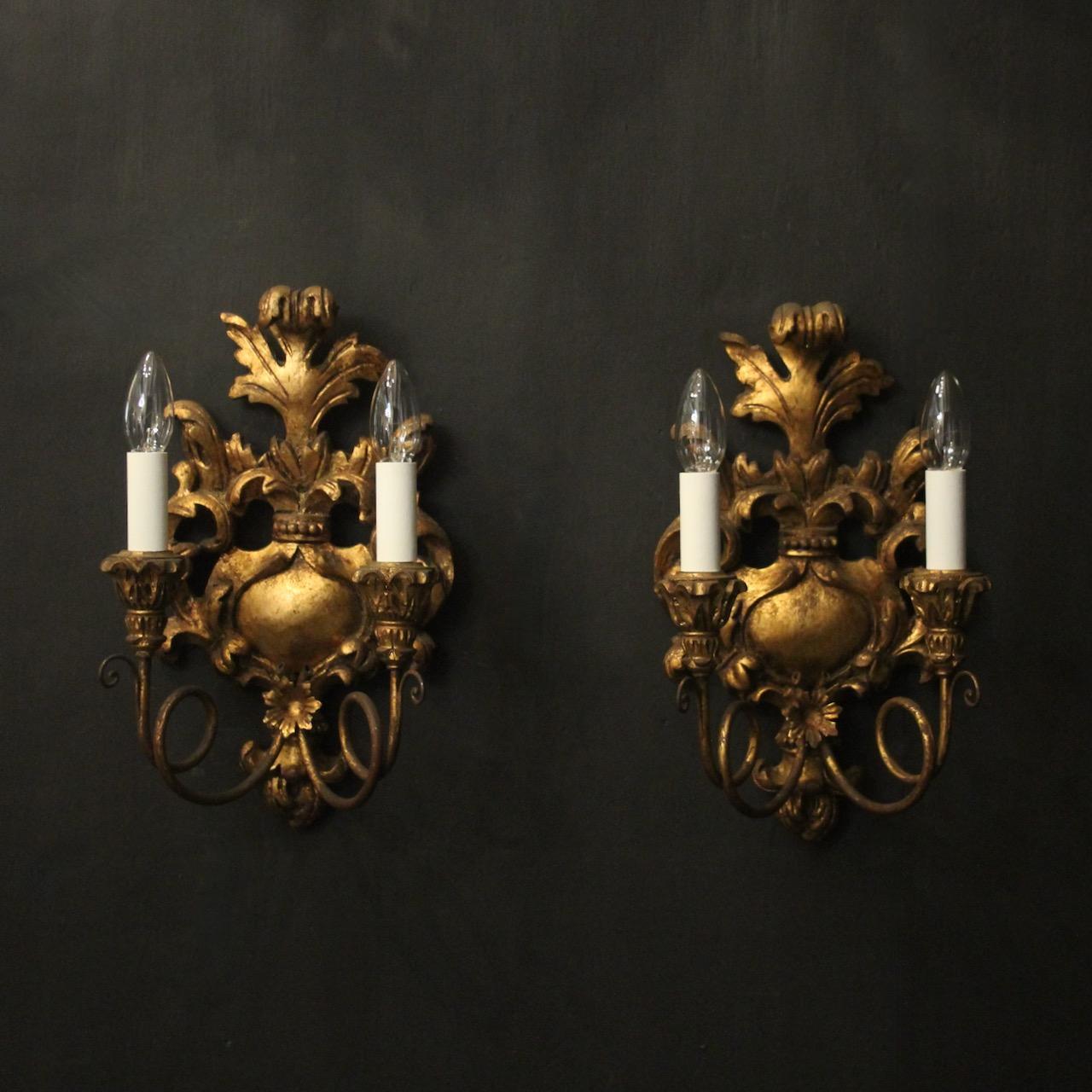 French Pair Giltwood Antique Wall Lights (1 of 10) French Pair Giltwood Antique Wall Lights (1 of 10)