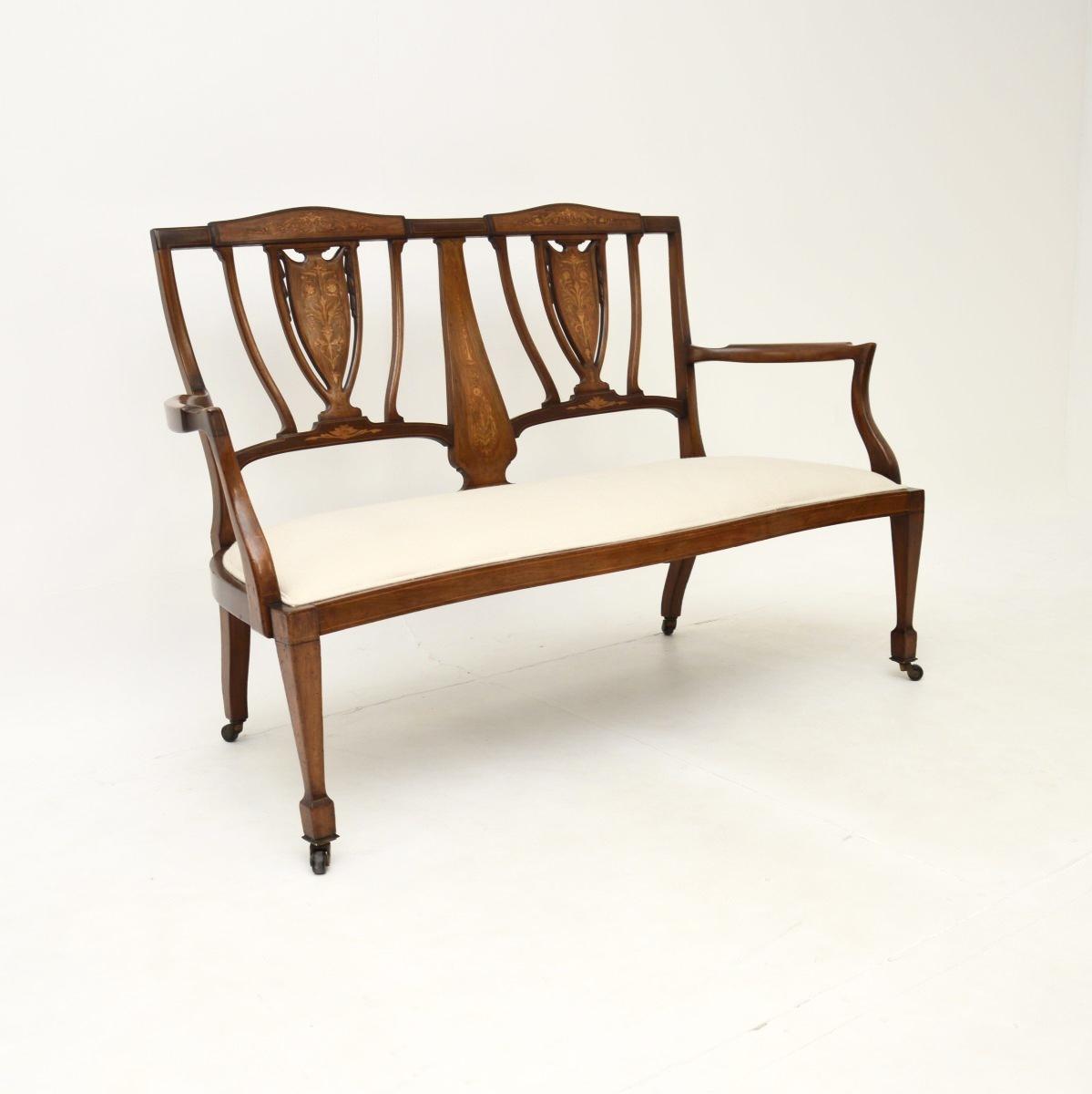 Antique Edwardian Inlaid Mahogany Settee (1 of 12) Antique Edwardian Inlaid Mahogany Settee (1 of 12)