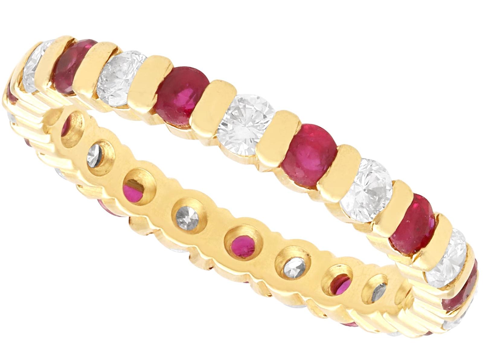 Vintage 0.51ct Ruby & 0.39ct Diamond 18ct Yellow Gold Eternity Ring c.1980 (1 of 11)