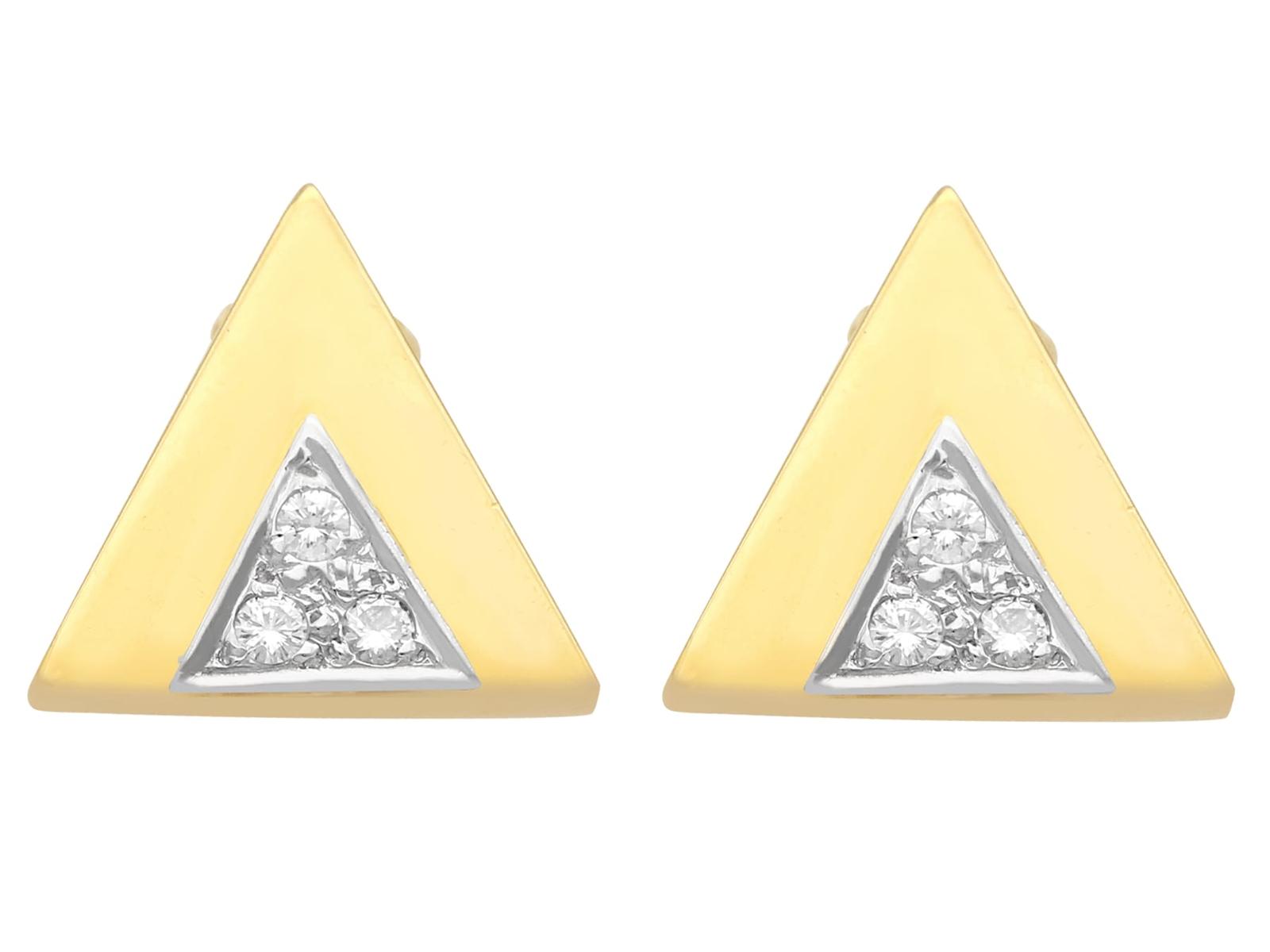 Vintage European 0.30ct Diamond & 14ct Yellow Gold Stud Earrings c.1970 (1 of 10)