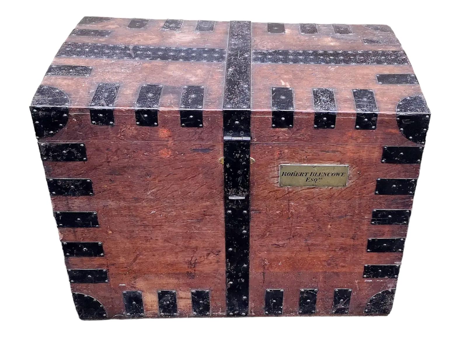 19th Century Oak & Metal Bound Silver Chest (1 of 19)