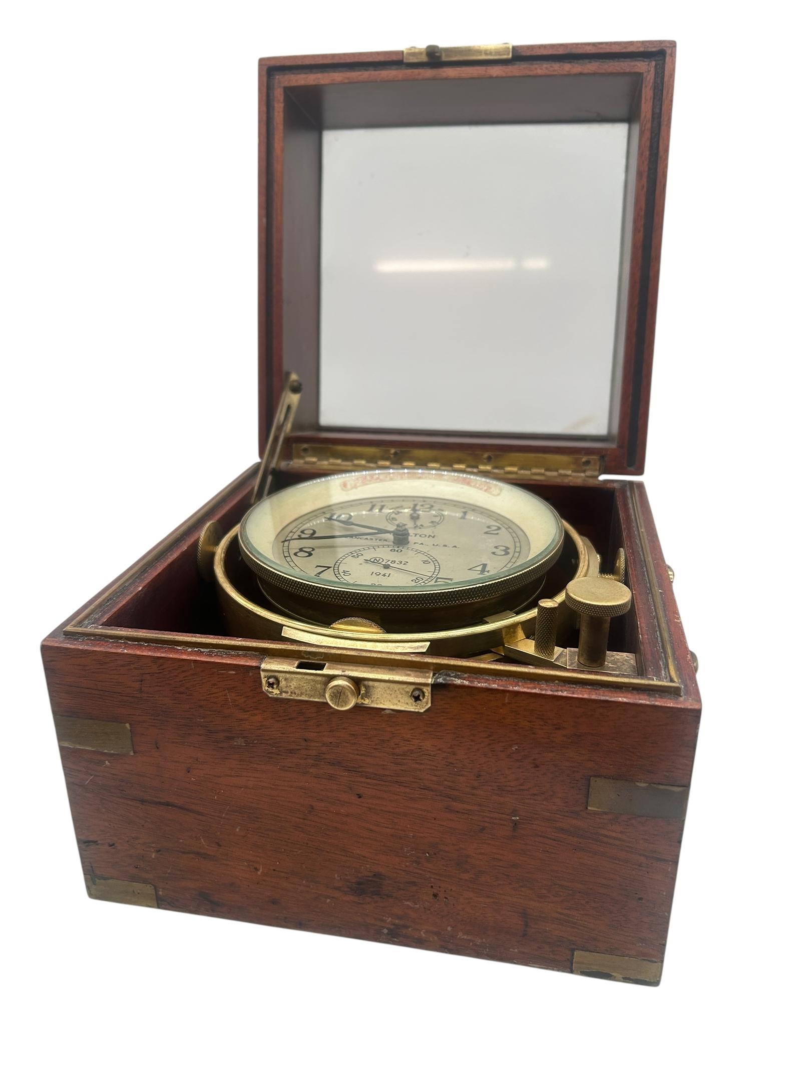 Museum-quality WWII Hamilton Model 21 Two-day Marine Chronometer (1941) Ships Chronometer (1 of 12) Museum-quality WWII Hamilton Model 21 Two-day Marine Chronometer (1941) Ships Chronometer (1 of 12)