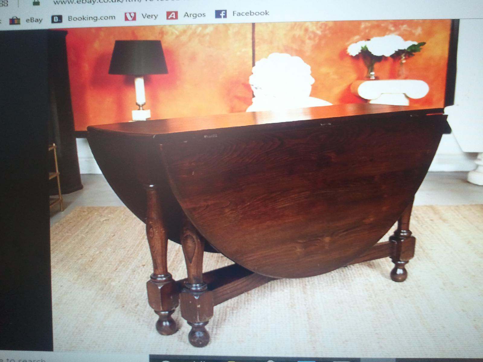 Solid Oak Table with flaps and four chairs. All very substantial in weight! (1 of 9)