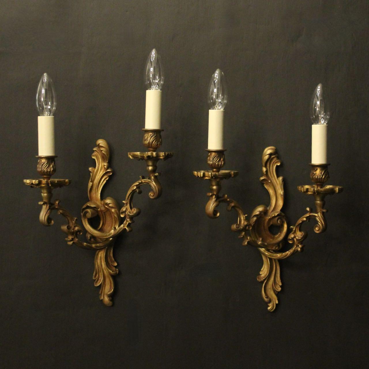 French Pair Of Gilded Bronze Antique Wall Lights (1 of 10) French Pair Of Gilded Bronze Antique Wall Lights (1 of 10)