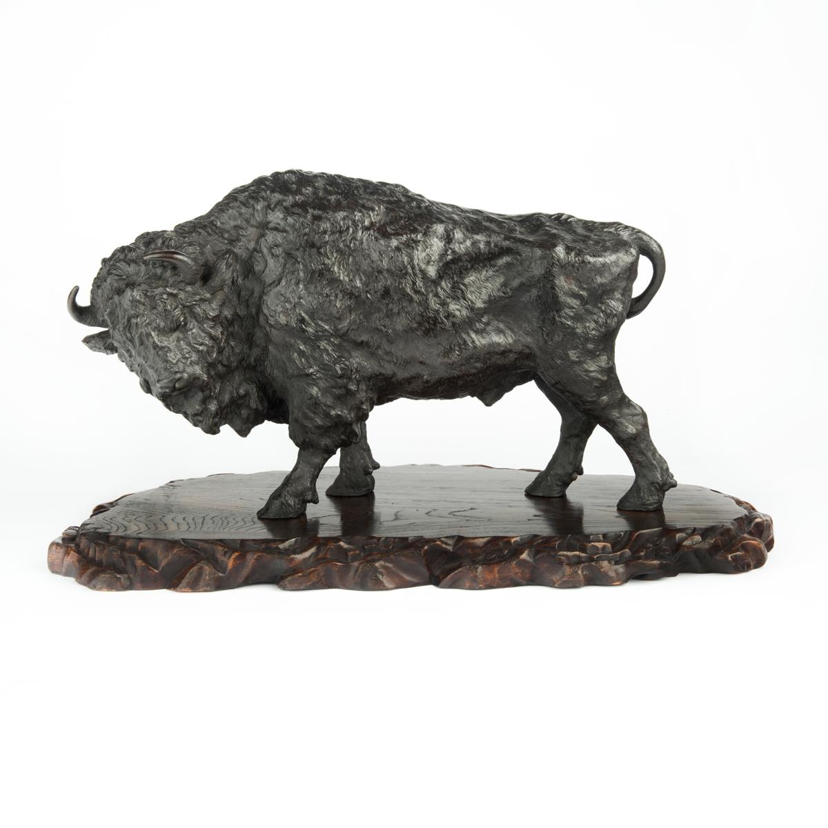 A Large and Impressive Meiji Period Bronze Bison by Sano Takachika for the Kakuha Company (1 of 7)