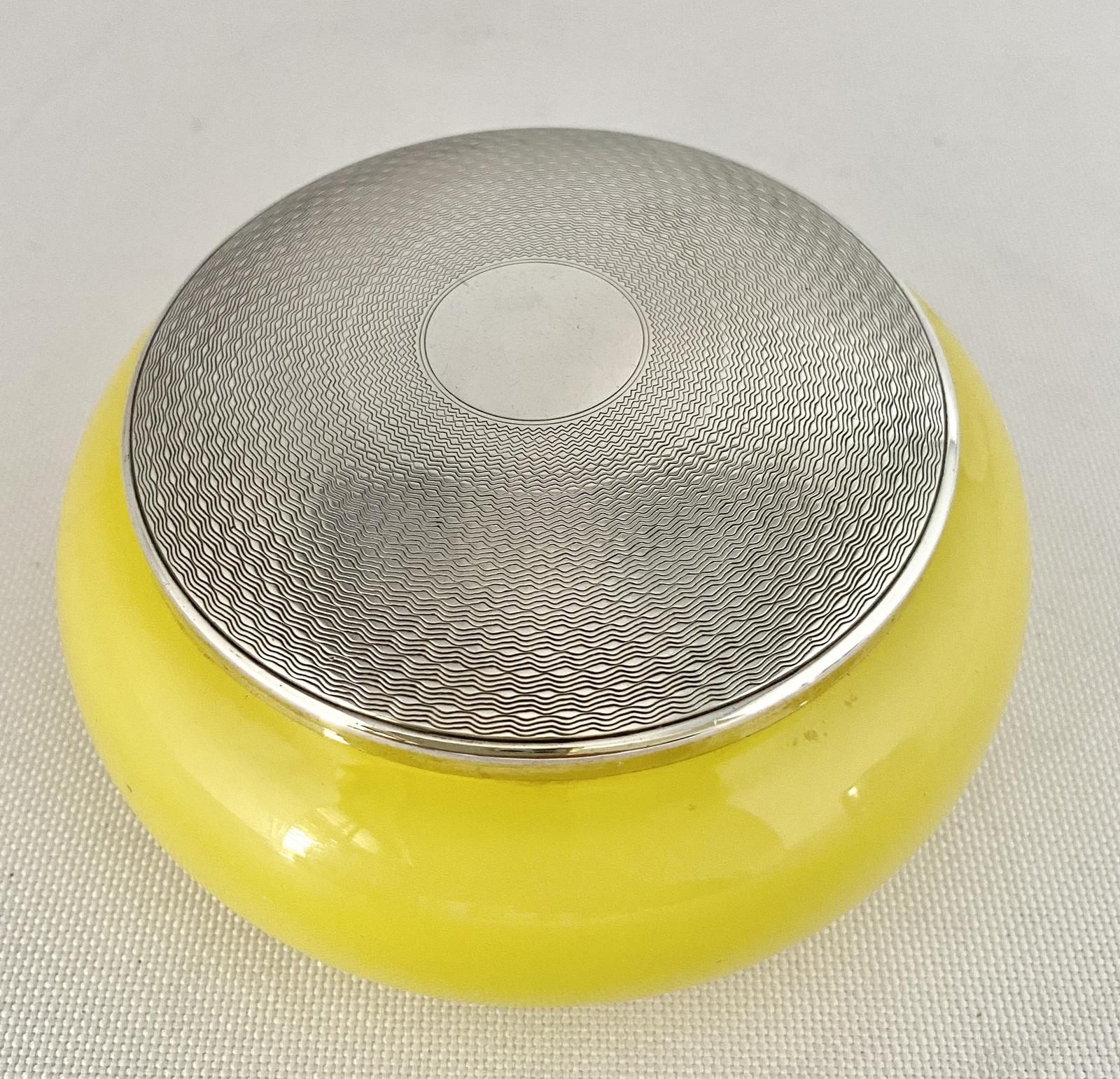 Stunning Yellow Glass & Silver Mounted Jar - Birmingham 1922 (1 of 8)