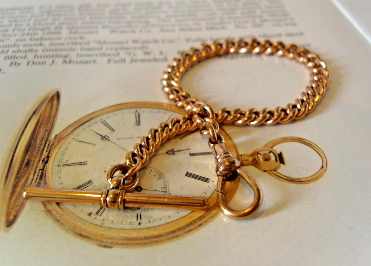 Pocket Watch Chain 18ct Rose Rolled Gold Antique Garman Albert With T Bar 1920s (1 of 13) Pocket Watch Chain 18ct Rose Rolled Gold Antique Garman Albert With T Bar 1920s (1 of 13)