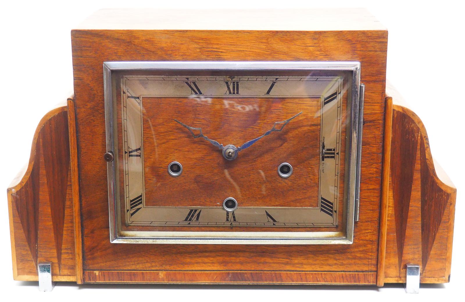 Fine Smiths Art Deco Mantel Clock Triple Chime 8 Day Westminster Chime