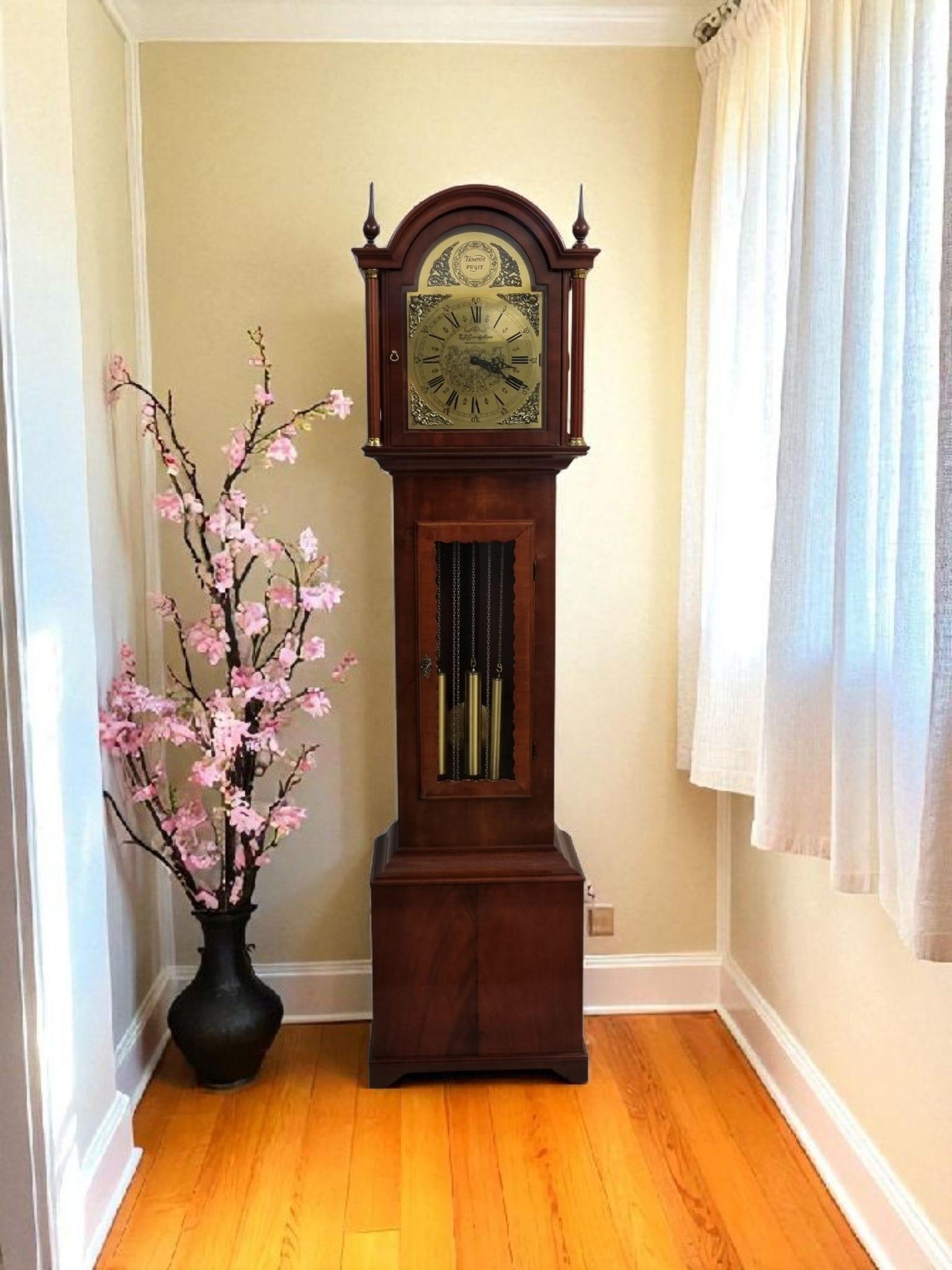 Vintage Mahogany Longcase Grandfather Clock / E.J. Goodfellow Wadebridge / German Hermle Movement c.1960 (1 of 11)