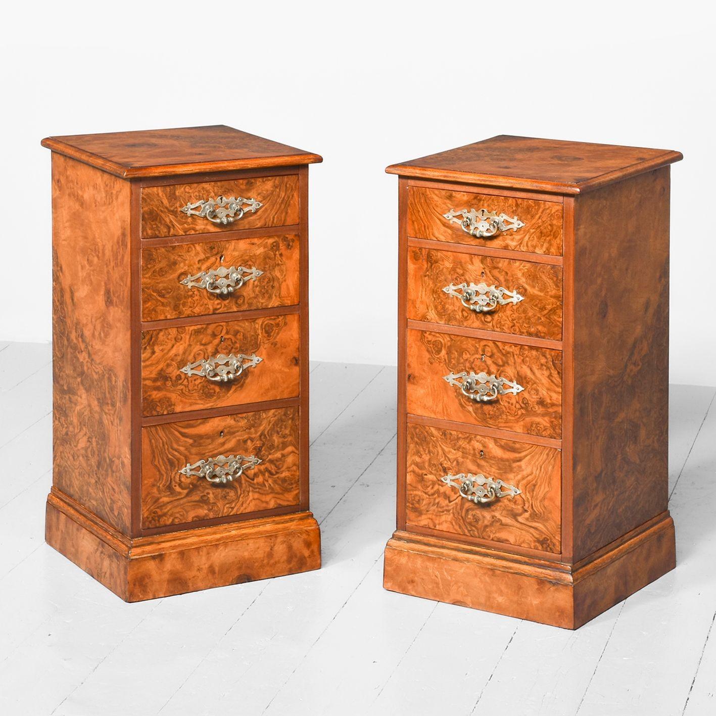 Pair of Victorian Burr Walnut Chest of Drawers/Bedside Lockers (1 of 7) Pair of Victorian Burr Walnut Chest of Drawers/Bedside Lockers (1 of 7)