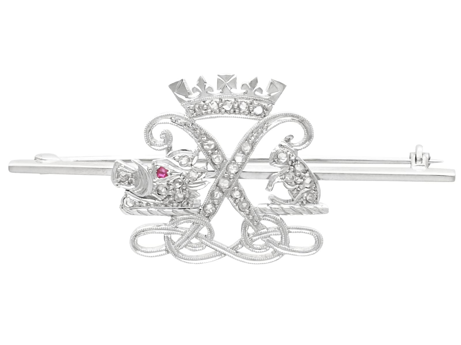 Diamond & Ruby 9ct White Gold Argyll & Sutherland Highlanders Brooch (1 of 10) Diamond & Ruby 9ct White Gold Argyll & Sutherland Highlanders Brooch (1 of 10)